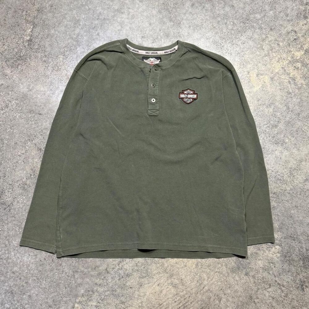 Harley-davidson Men's Green and Khaki Shirt